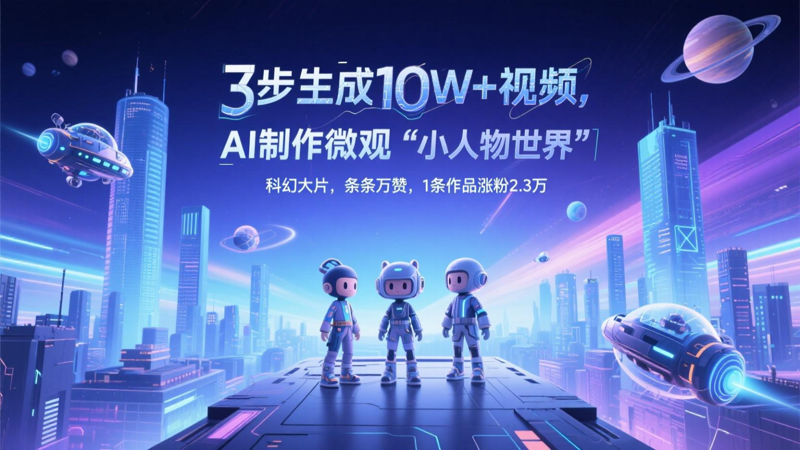 三步生成10W+视频，AI制作微观“小人物世界”科幻大片，条条万赞，1条作品涨粉2.3万-熵纪元